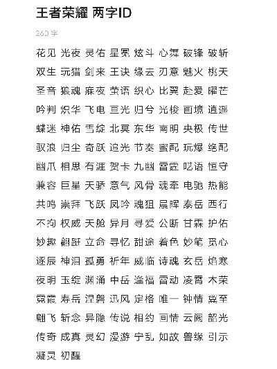 王者荣耀一个字的id-数字ID旅行探索成长
